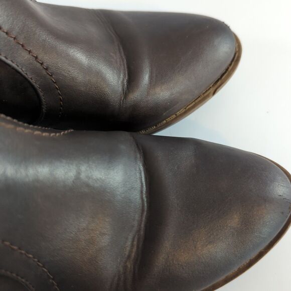 G By Guess Boots Womens 7M Heels Side Zip Ankle Booties Brown Leather Almond Toe - Picture 6 of 13